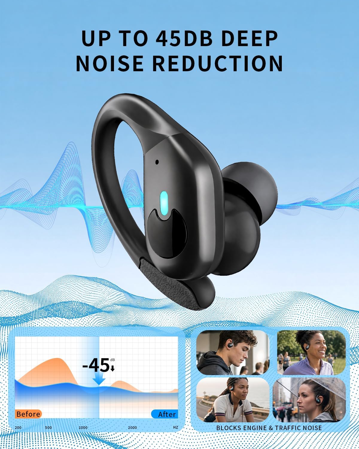BX30 earbud with active noise cancellation illustration
